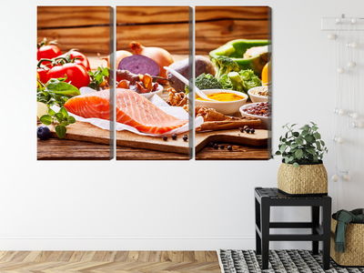 Ljuddämpande tavla - Salmon among vegetables