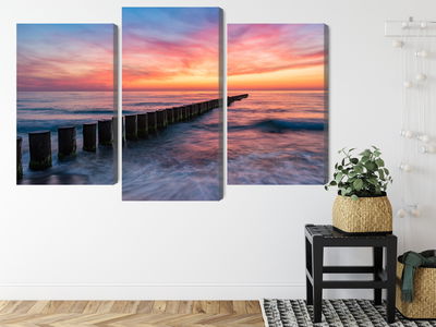 Ljuddämpande tavla - The baltic sea with wooden