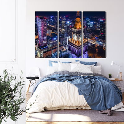 Ljuddämpande tavla - Warsaw panorama at night