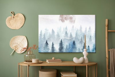 Ljuddämpande tavla - Moon above misty trees