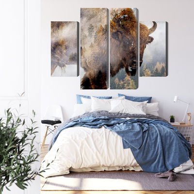 Ljuddämpande tavla - A bison on the background