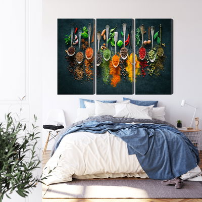 Ljuddämpande tavla - Herbs and spices on spoons