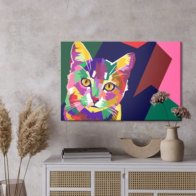 Ljuddämpande tavla - Colorful graphic cat