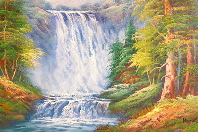 Ljuddämpande tavla - A waterfall in the mountains