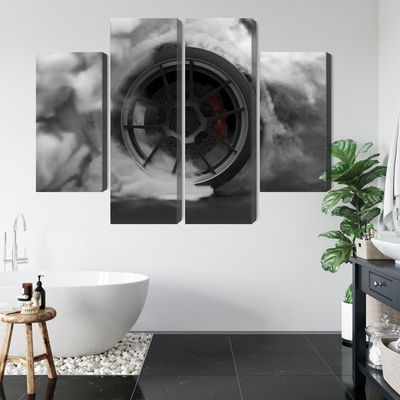 Ljuddämpande tavla - Car wheel in a cloud of 3d