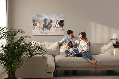 Ljuddämpande tavla - Horses by the sea