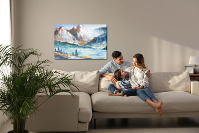 Ljuddämpande tavla - Painted mountain landscape