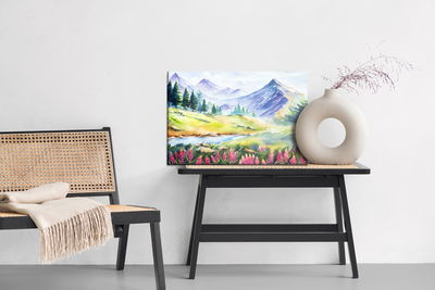 Ljuddämpande tavla - Watercolor painted mountain