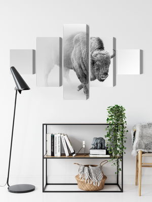 Ljuddämpande tavla - Bison in the fog 3d