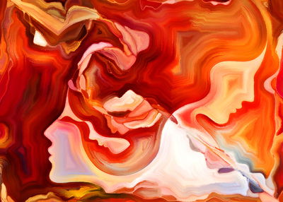 Ljuddämpande tavla - Red abstraction with face