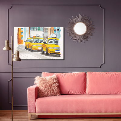 Ljuddämpande tavla - New York city taxis painted