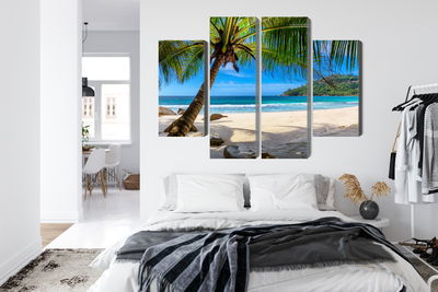 Ljuddämpande tavla - Tropical beach with 3d palm