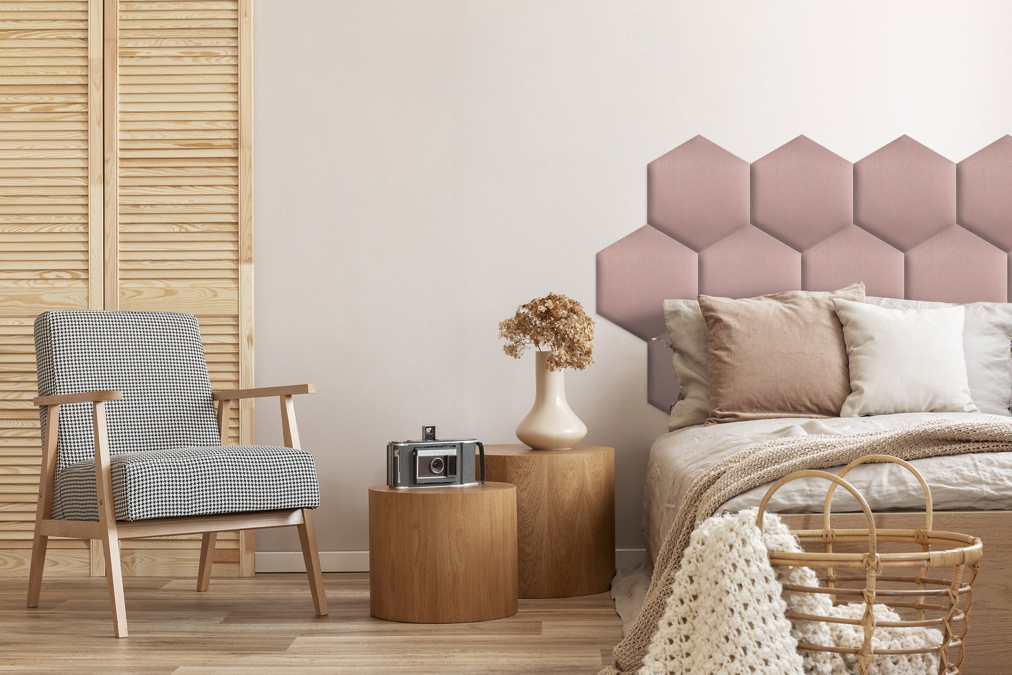 Ljudabsorbent i hexagonform - velour (25mm 30x26cm Svart)