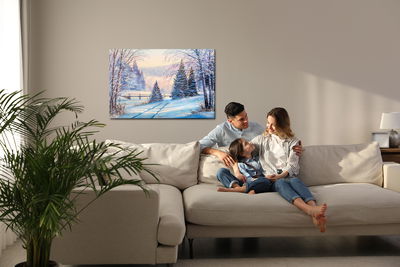 Ljuddämpande tavla - Winter forest landscape