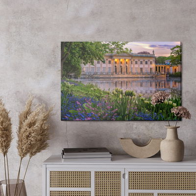 Ljuddämpande tavla - Palace in Warsaw and flowers