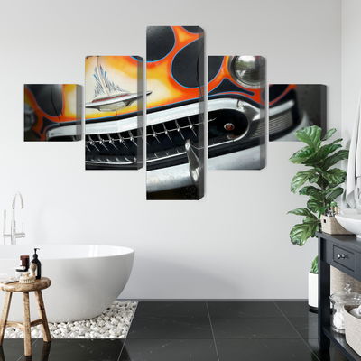 Ljuddämpande tavla - Historic car with flames