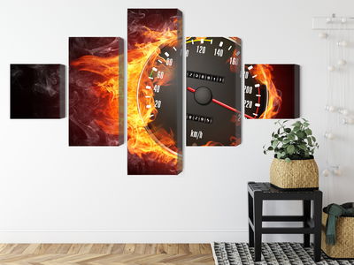 Ljuddämpande tavla - Speedometer in flames