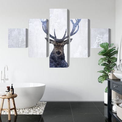 Ljuddämpande tavla - Deer in the winter 3d forest