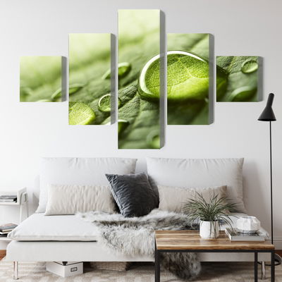 Ljuddämpande tavla - Water drops on a leaf