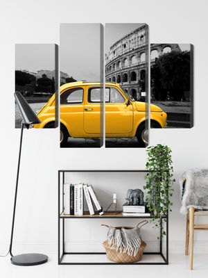 Ljuddämpande tavla - Yellow retro car