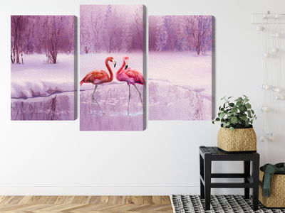 Ljuddämpande tavla - Flamingos against a purple