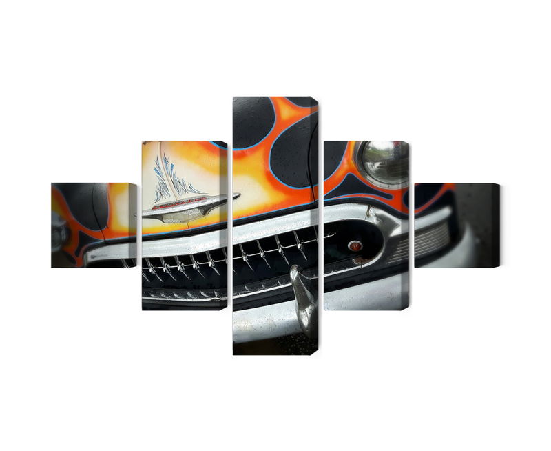 Ljuddämpande tavla - Historic car with flames