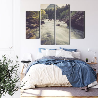 Ljuddämpande tavla - Mountain river in the forest