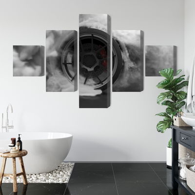 Ljuddämpande tavla - Car wheel in a cloud of 3d