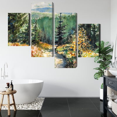 Ljuddämpande tavla - Forest landscape painted