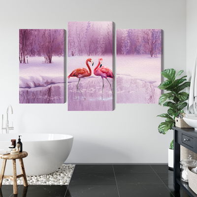 Ljuddämpande tavla - Flamingos against a purple