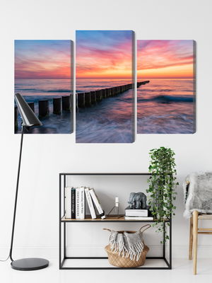 Ljuddämpande tavla - The baltic sea with wooden