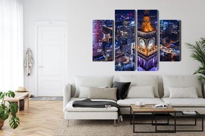 Ljuddämpande tavla - Warsaw panorama at night