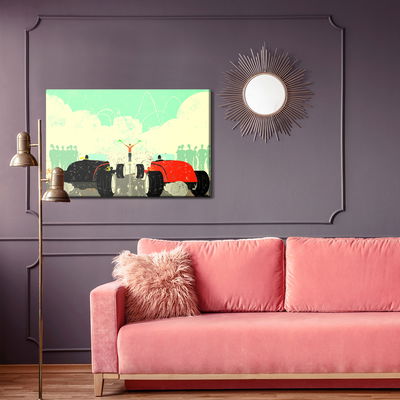 Ljuddämpande tavla - A retro car race