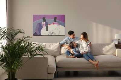 Ljuddämpande tavla - Couple at the retro