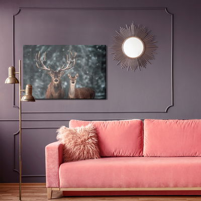Ljuddämpande tavla - Deer and deer in winter