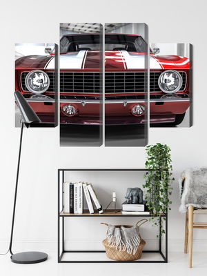 Ljuddämpande tavla - A red muscle car in a garage