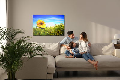 Ljuddämpande tavla - Sunflowers against the blue