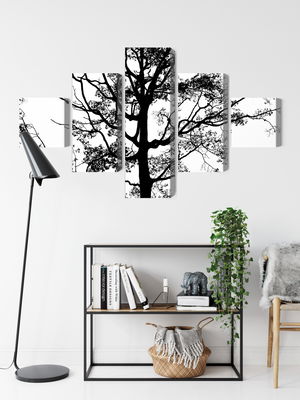 Ljuddämpande tavla - Black tree on a white