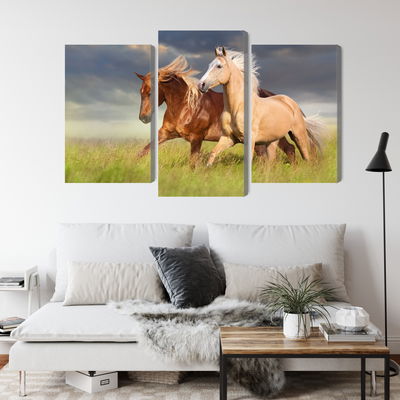 Ljuddämpande tavla - Horses galloping in a 3d