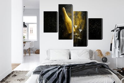 Ljuddämpande tavla - Golden bottle of champagne