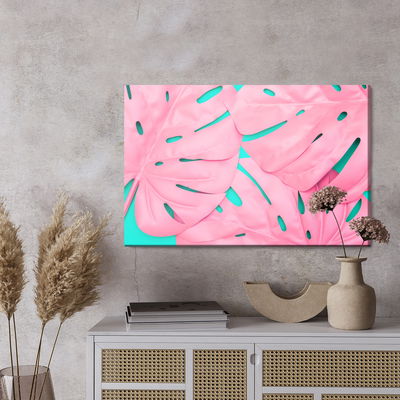 Ljuddämpande tavla - Pink decorative monstera