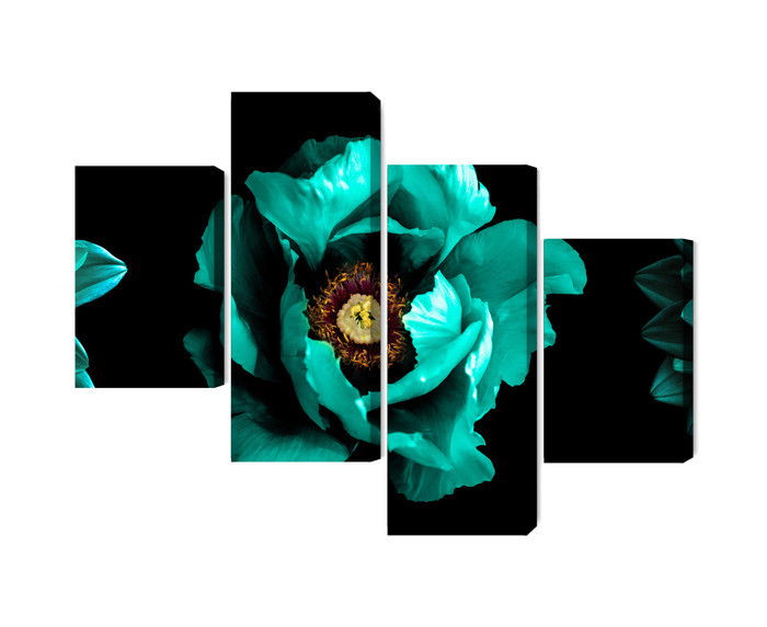 Ljuddämpande tavla - Turquoise flowers on a black