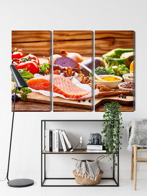 Ljuddämpande tavla - Salmon among vegetables