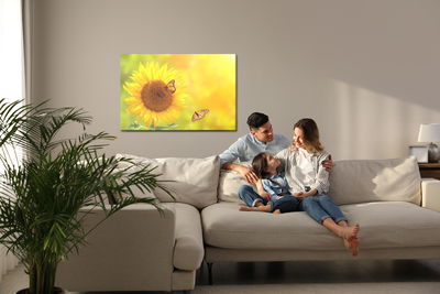 Ljuddämpande tavla - Sunflower with butterflies