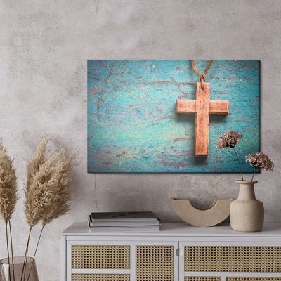 Ljuddämpande tavla - Cross on a blue background