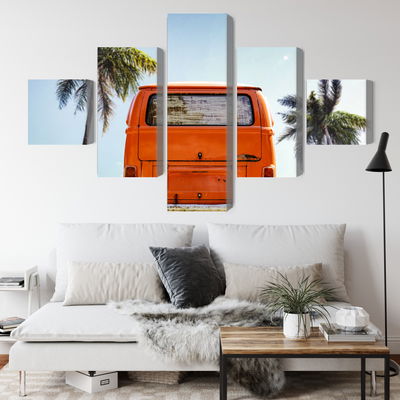 Ljuddämpande tavla - Retro car between palm trees