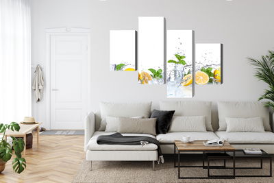 Ljuddämpande tavla - Mint leaves with lemons