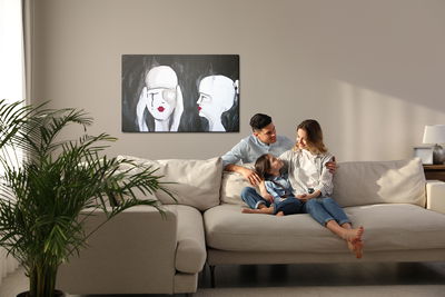 Ljuddämpande tavla - An abstract portrait of two