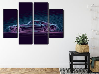 Ljuddämpande tavla - Neon muscle car