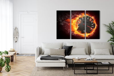 Ljuddämpande tavla - Speedometer in flames